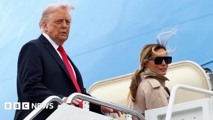 President Donald Trump's Air Force One due to land soon President Donald Trump's Air Force One due to land soon in UK for second state visit - follow live
