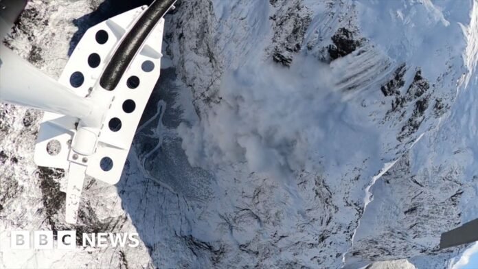 Moment avalanche is triggered by explosives in New Zealand