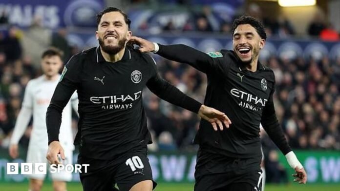 Swansea City 1-3 Manchester City: Late goals seal EFL Cup quarter-final place for Premier League side