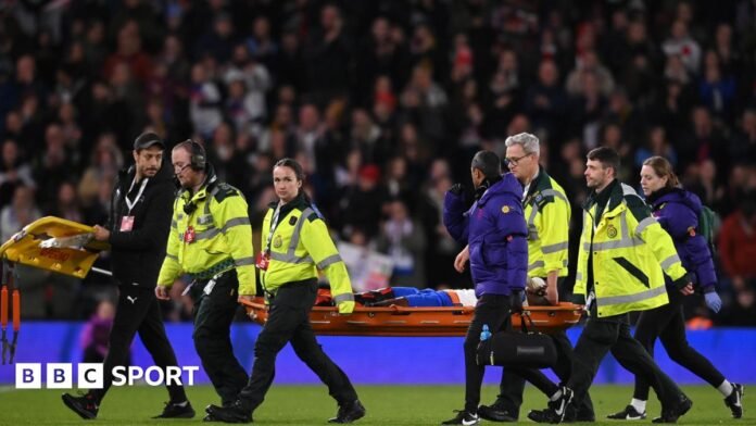 Michelle Agyemang: England striker carried off on a stretcher in Michelle Agyemang: England striker carried off on a stretcher in win against Australia