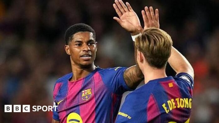 Barcelona 6-1 Olympiacos: Fermin Lopez and Marcus Rashford score as Barcelona 6-1 Olympiacos: Fermin Lopez and Marcus Rashford score as Dro Fernandez makes Champions League debut