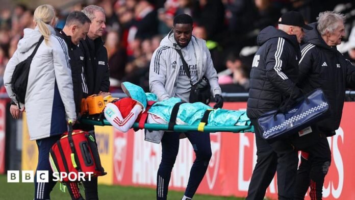Arsenal's Olivia Smith taken off on stretcher in FA Cup win over Bristol City